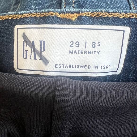 Gap Maternity Dark Wash True Waistband Jeans Straight Capri Jean 29 8 Short NWOT - Picture 6 of 7